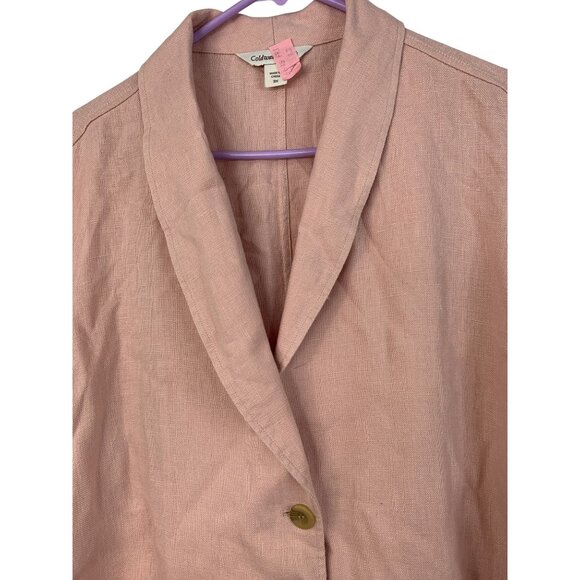 Coldwater Creek Womens 3X Plus Pink Linen Blazer Jacket Pockets EUC 8804 - Picture 2 of 9
